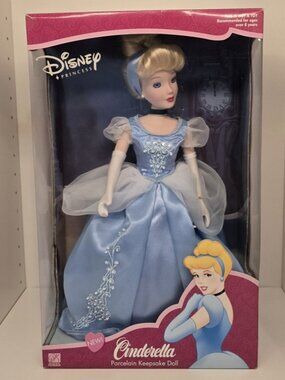 Vintage 2002 Disney Princess Cinderella Porcelain Keepsake Doll - Brass Key
